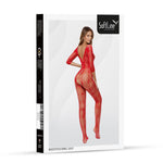 Body SoftLine 2037, mărime universală, model geometric, din plasă roșie