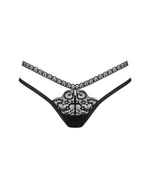 Tanga sexy din dantelă, cu deschidere, Obsessive, negru XL/2XL