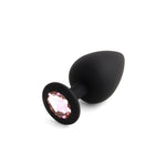 Set de dopuri anale din silicon HeavyFun, negre, cu cristale roz