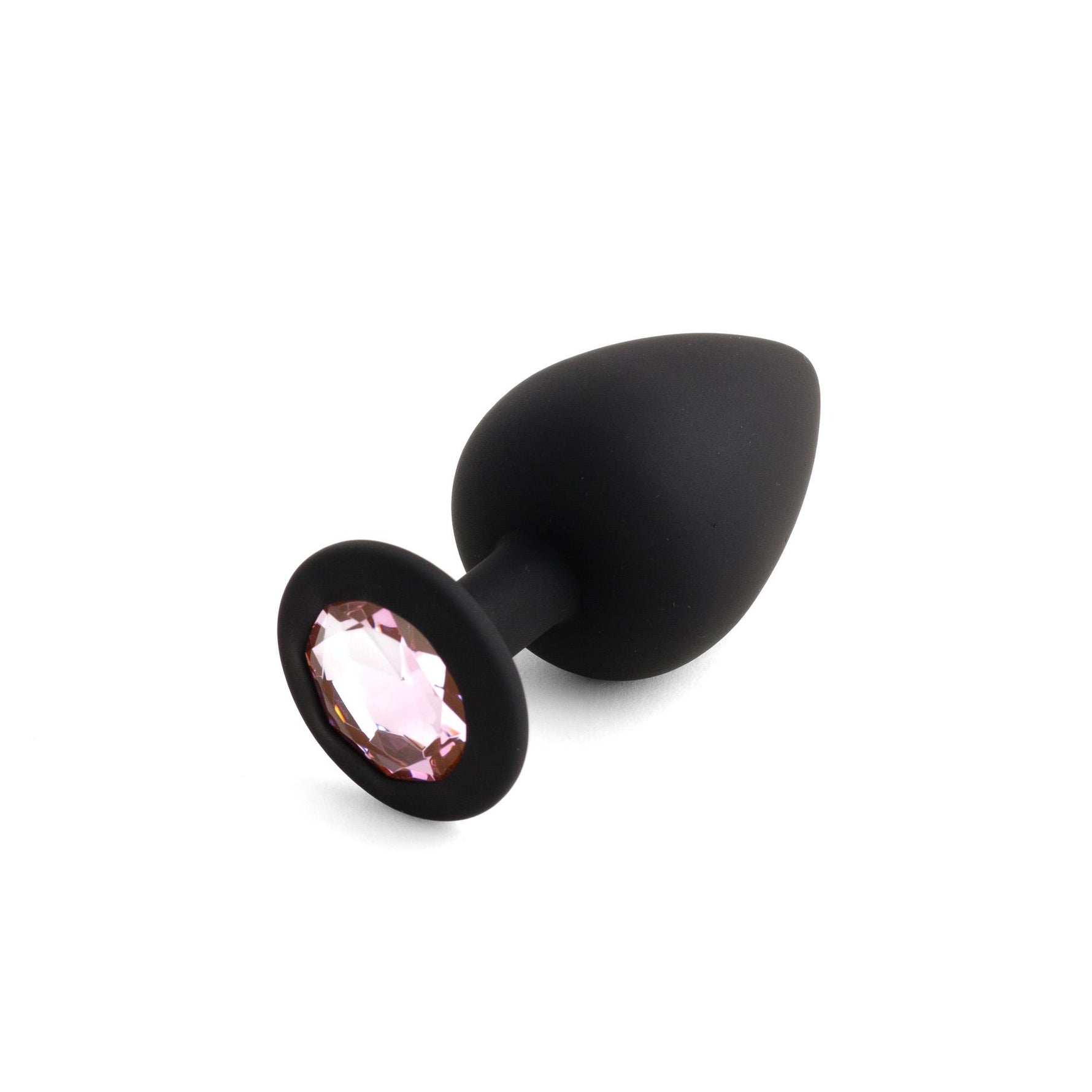 Set de dopuri anale din silicon HeavyFun, negre, cu cristale roz