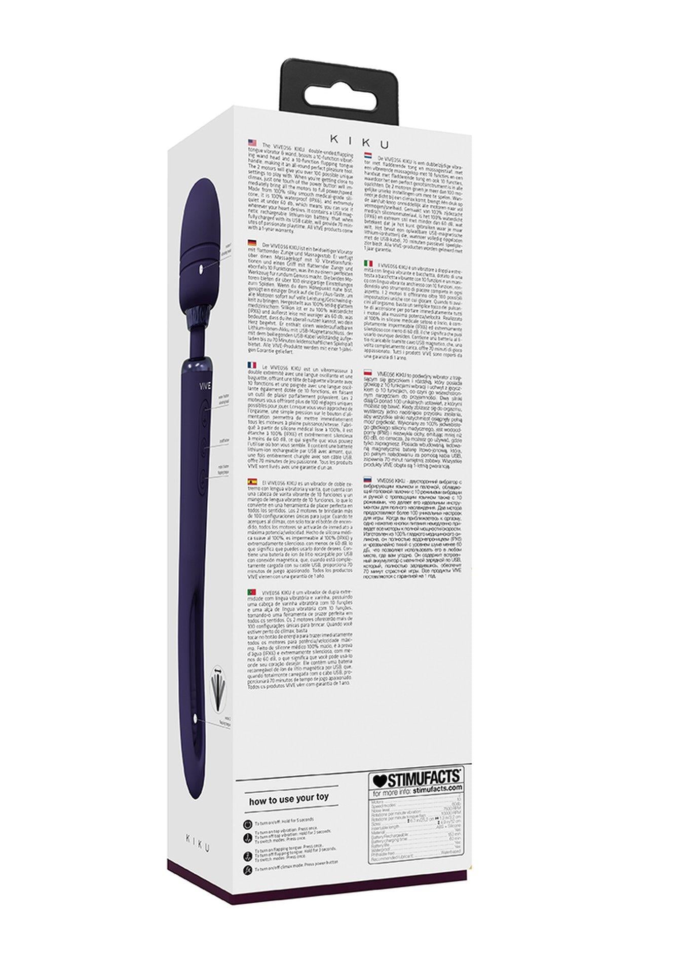 Vibrator USB cu două fețe Vive Kiku violet