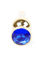 Plug anal din oțel MyLove Toys cu diamant, albastru închis, 9,5 cm