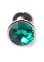Plug anal din oțel MyLove Toys verde cu diamant 7 cm
