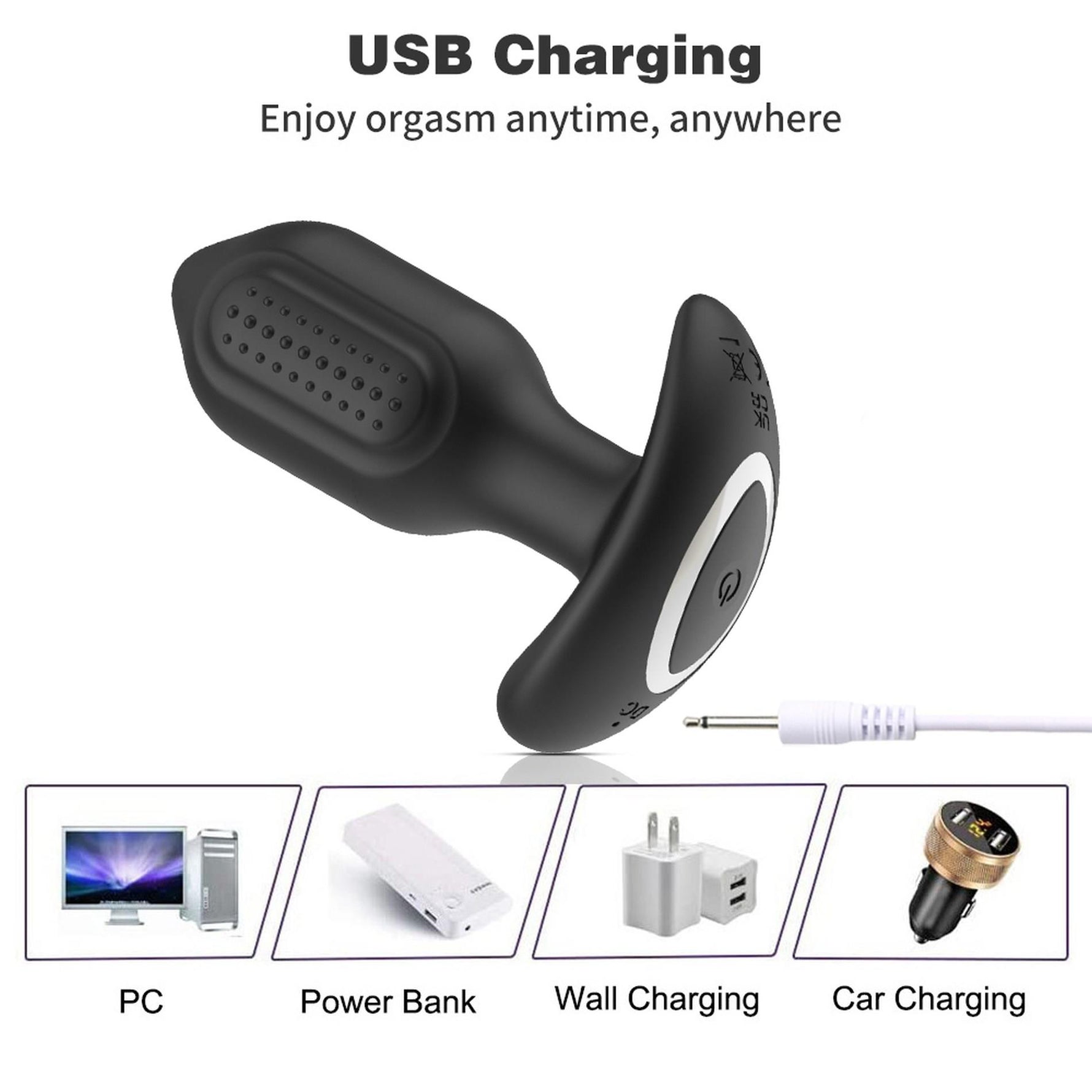 Dop anal vibrant Bliss APP din silicon cu USB