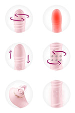 Vibrator USB roz încălzit Yoba Lively cu model iepuraș