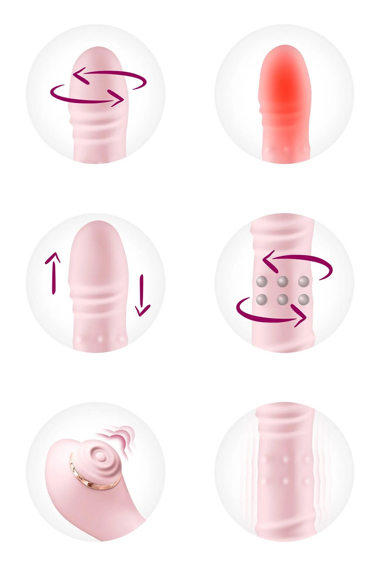 Vibrator USB roz încălzit Yoba Lively cu model iepuraș