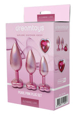 Set de dopuri anale din aluminiu roz strălucitor Love