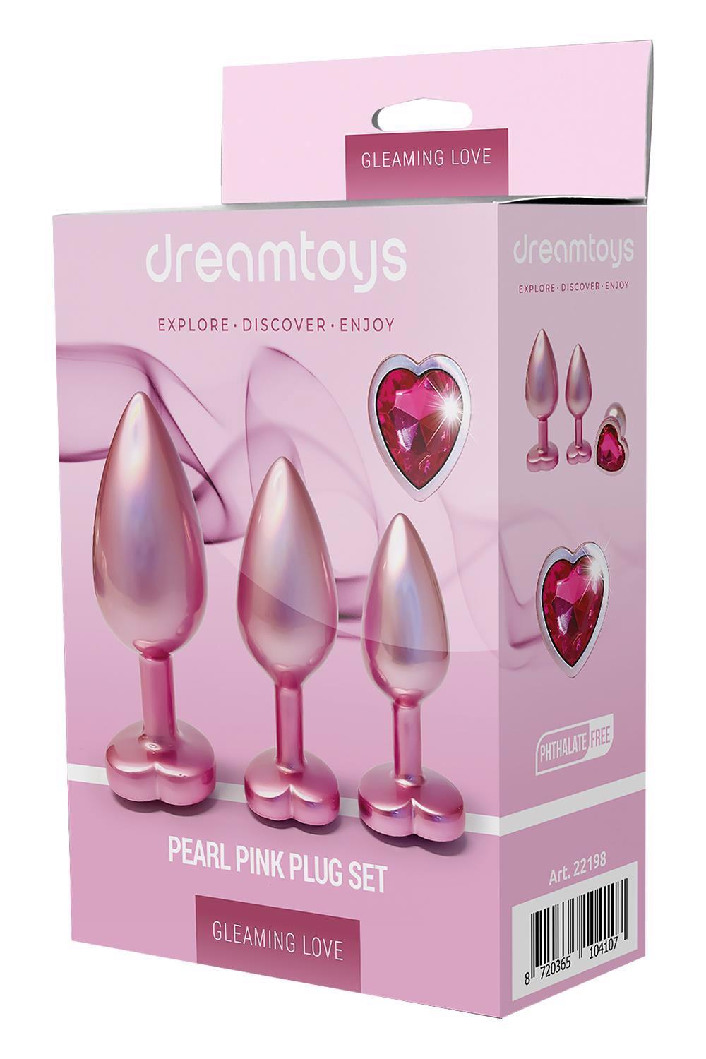 Set de dopuri anale din aluminiu roz strălucitor Love