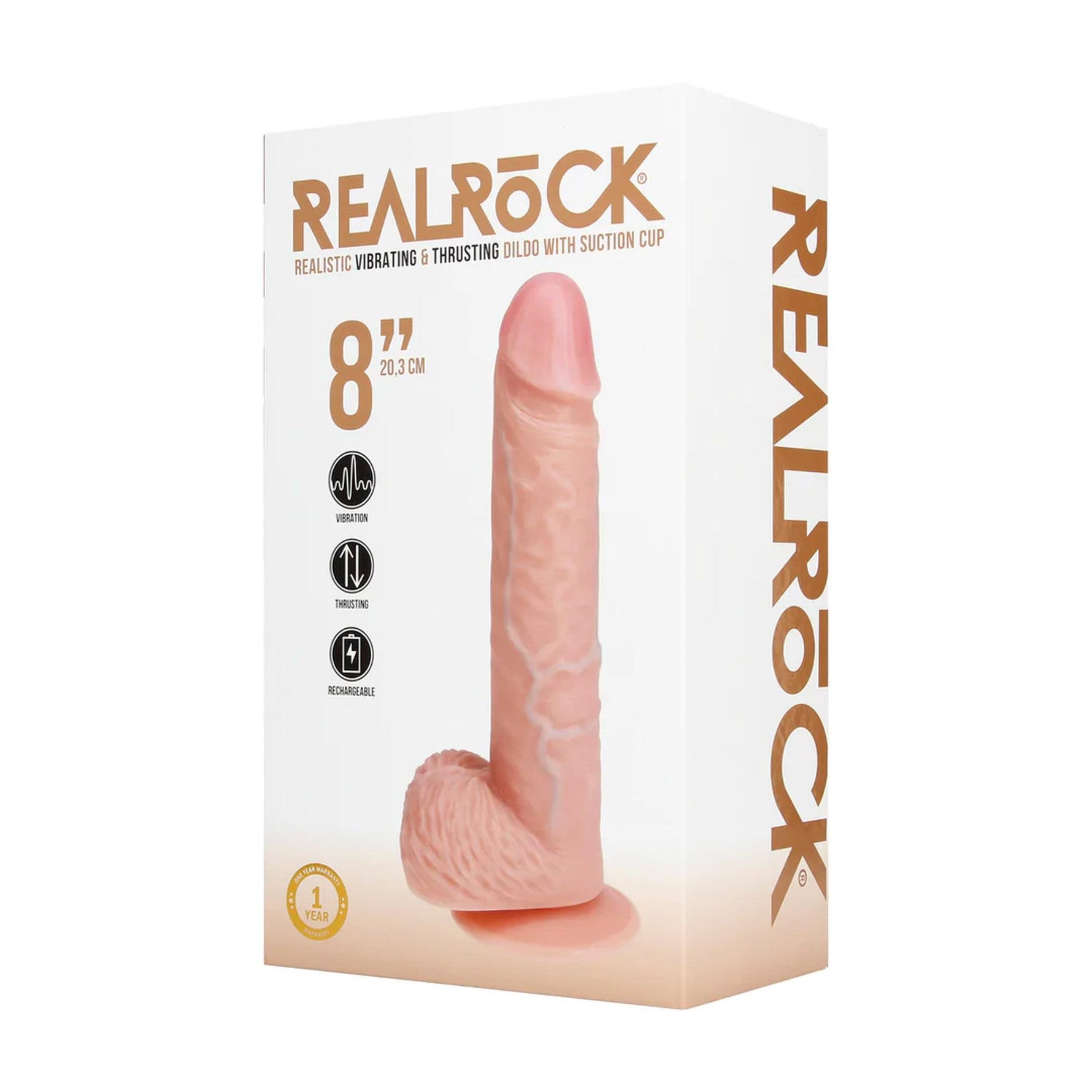Vibrator realist RealRock, glisant, 20,5 cm, culoarea pielii