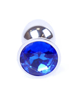 Bijuterii anale din oțel MyLove Toys albastru închis cu diamant 7 cm