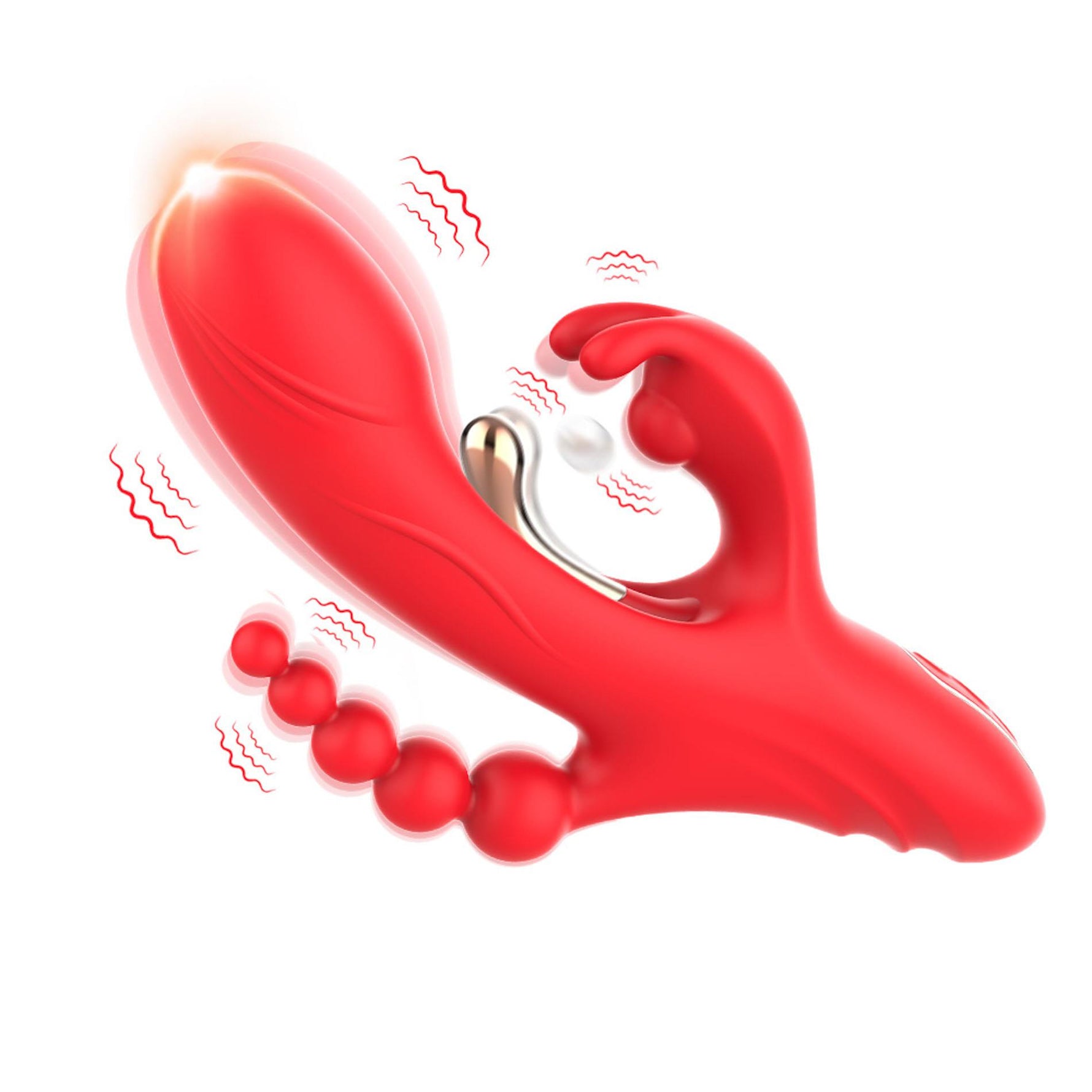 Vibrator Trident Iepuraș Roșu USB 22 cm