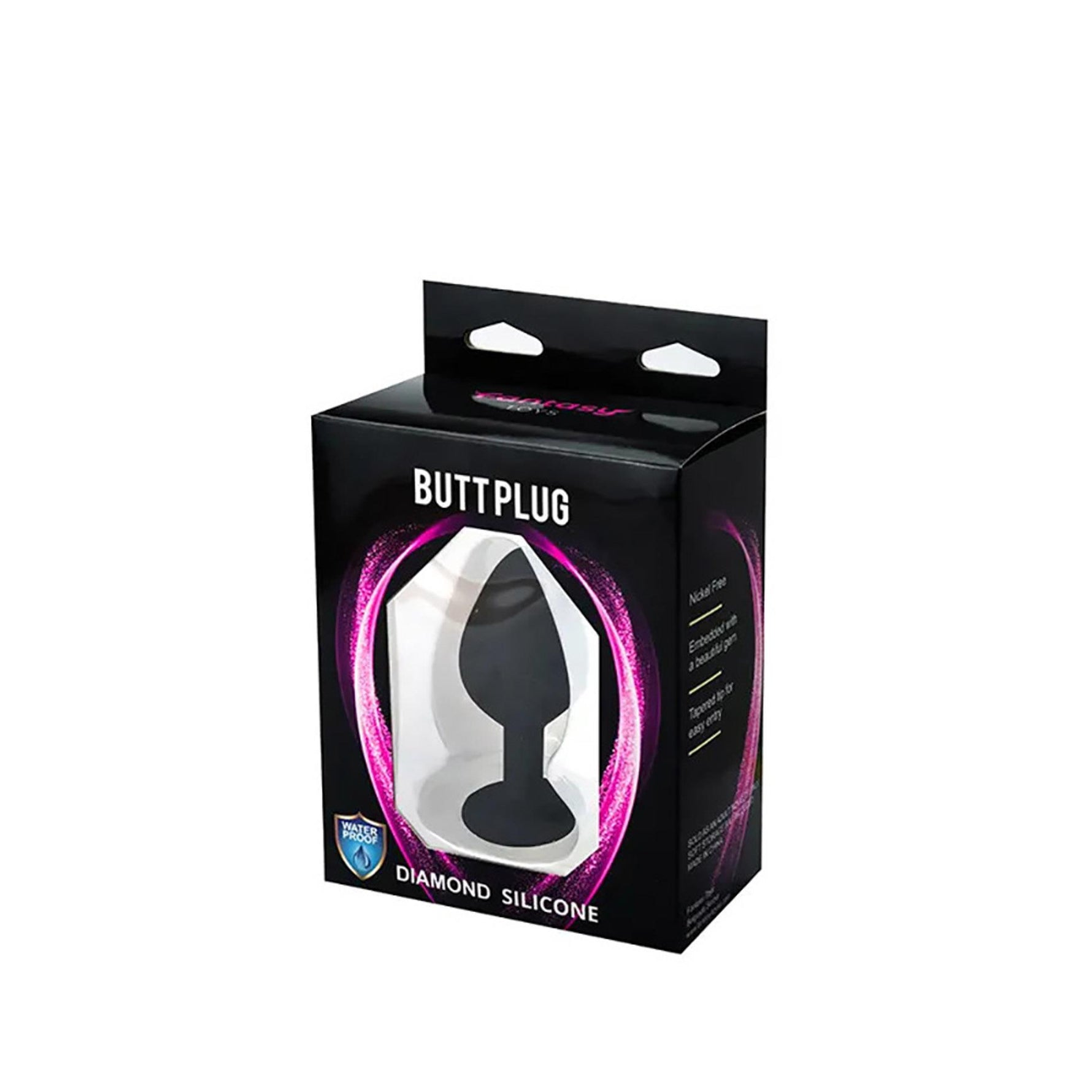 Plug anal din silicon negru Fantasy Mic cu cristal alb 7 cm