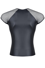 Tricou Regnes Fetish Planet pentru bărbați, aspect umed, plasă, negru, mărimea S