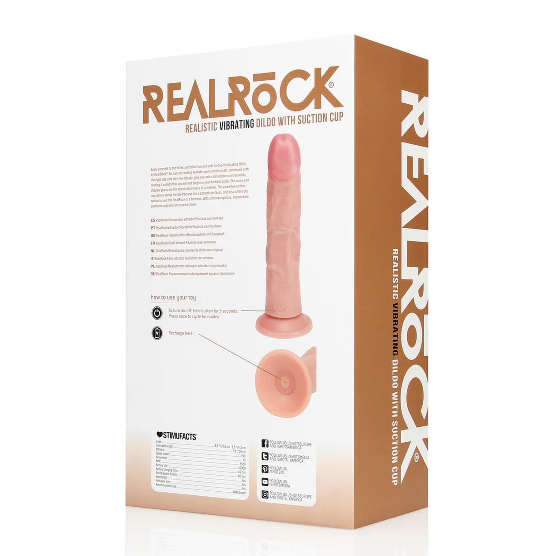 Vibrator realist RealRock curbat 20 5 cm culoarea pielii