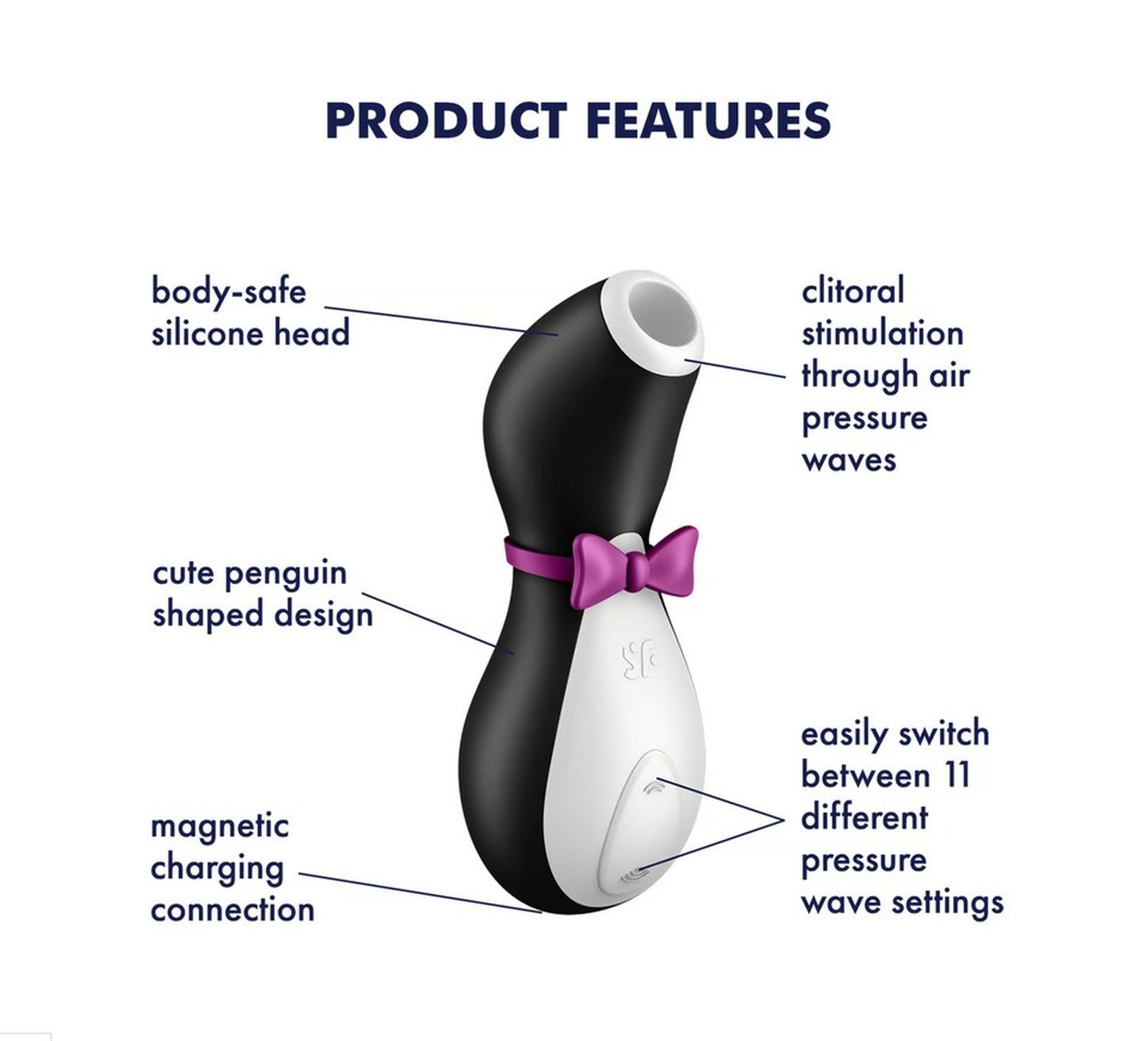 Stimulator Air Pulse Satisfyer Penguin, alb, USB C