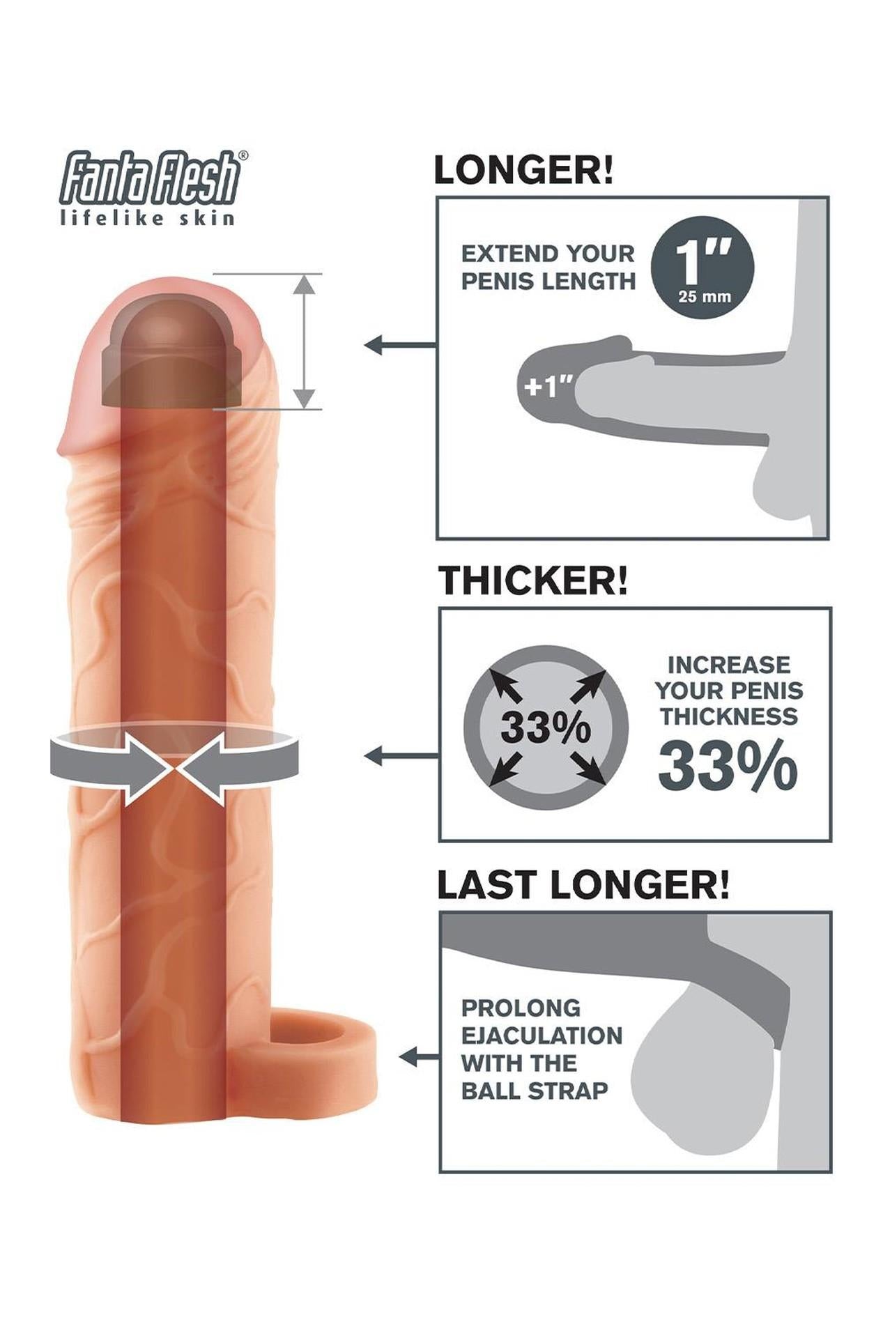 Extensie Fantasy Xtensions Perfect 2,5 cm cu curea pentru testicule
