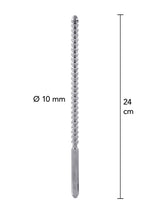 Sondă uretrală cu nervuri din oțel pentru scule electrice, argintie, 10 mm, 24 cm