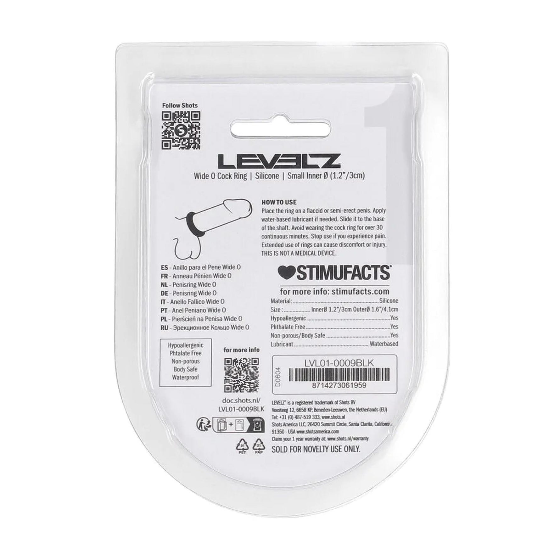 Inel din silicon Levelz negru, S 30 mm