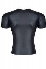 Tricou Regnes Fetish Planet pentru bărbați, aspect umed, negru, L, cu acces la sâni