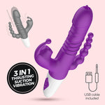Vibrator Crushious Wrangler pentru punct G cu glisare și aspirație USB 23 cm