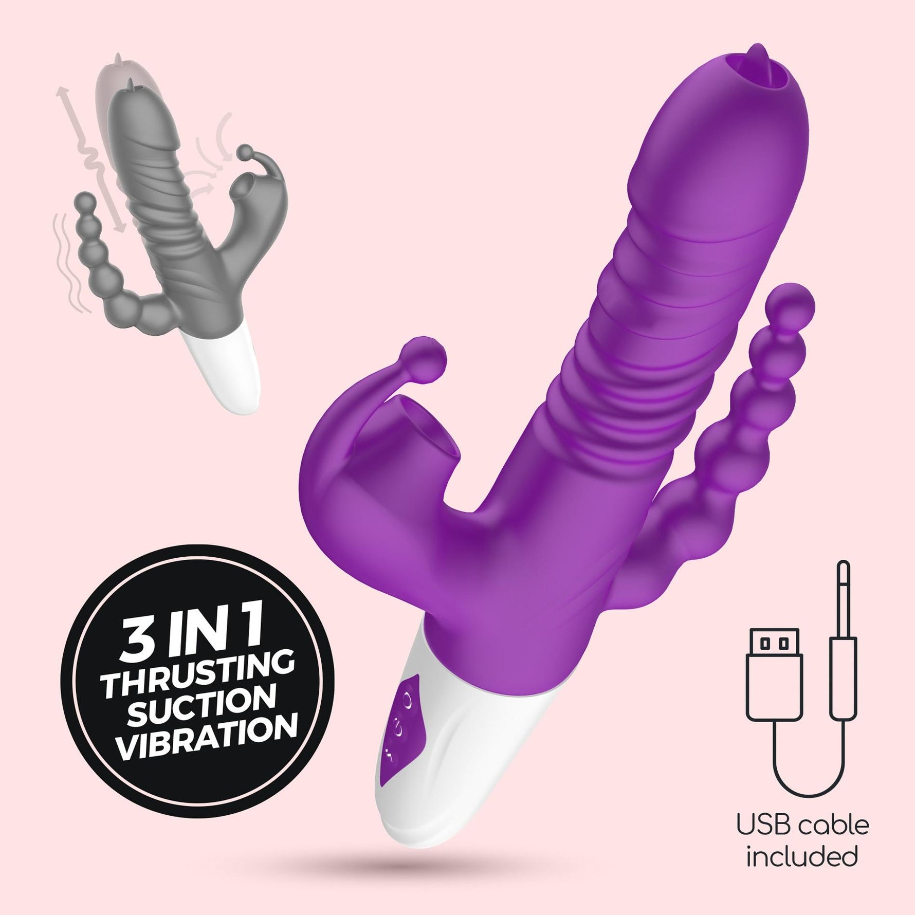 Vibrator Crushious Wrangler pentru punct G cu glisare și aspirație USB 23 cm