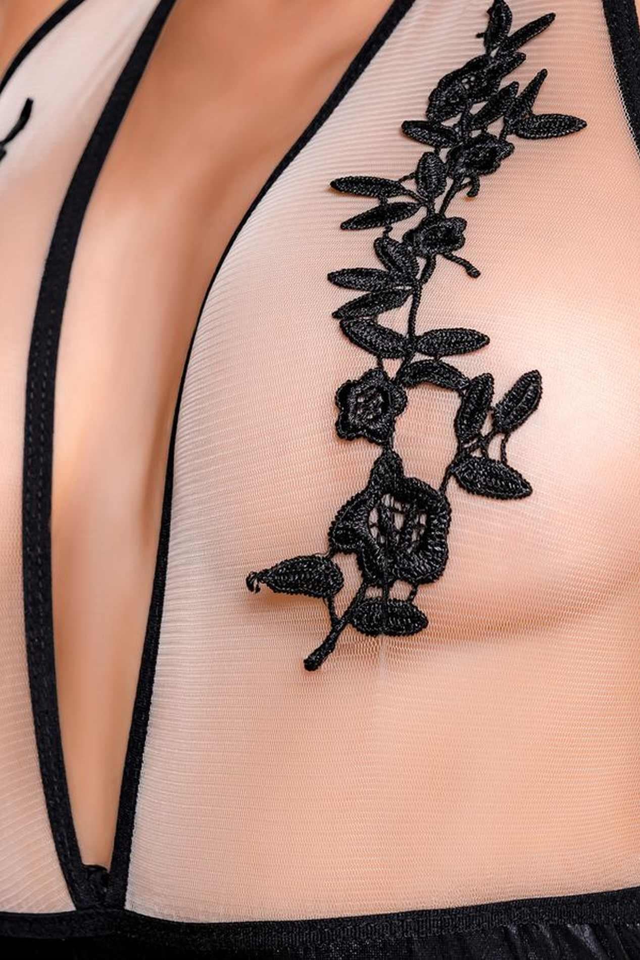 Body lucios Kiara, aspect ud, negru, L