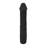 Vibrator realist fantezie, silicon negru, 22 cm, USB cu încălzire