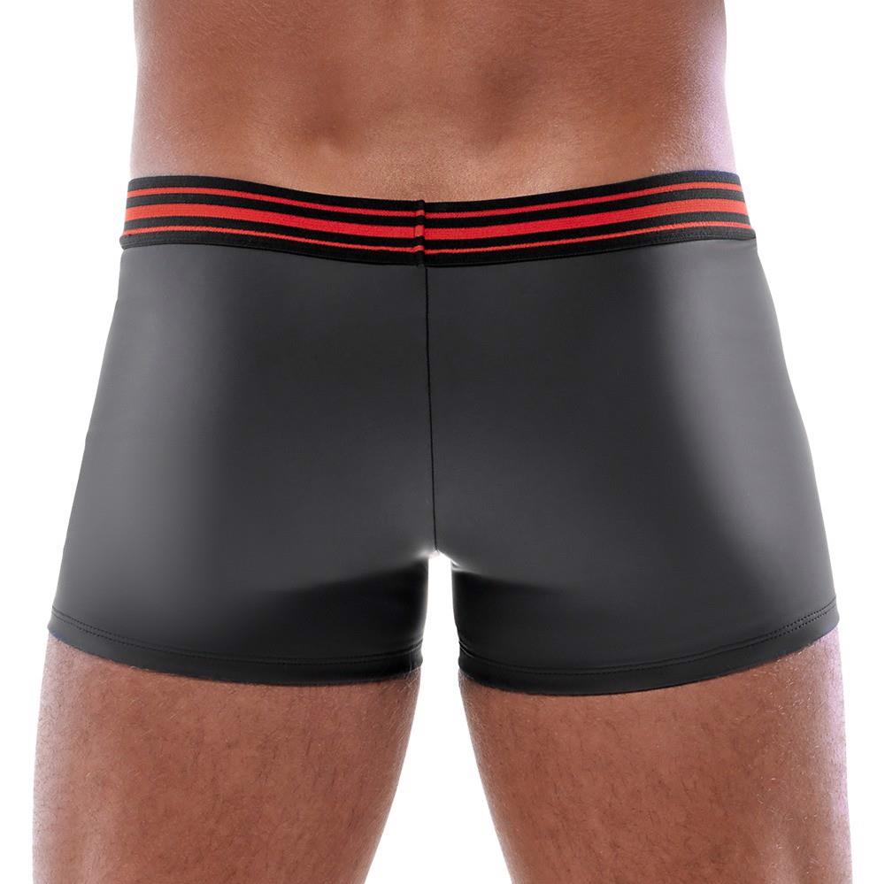 Pantaloni scurți boxer Svenjoyment pentru bărbați cu fermoar, negri și roșii, mărimea L
