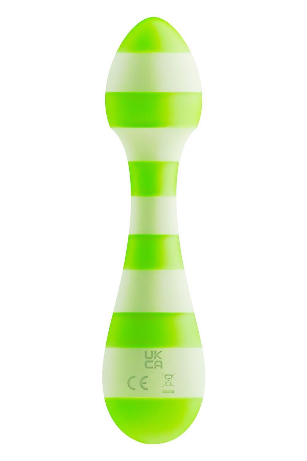 Vibrator cu baghetă Glitz Green Girl, verde, USB, 14,5 cm