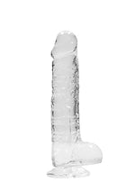 Dildo realist RealRock Crystal Clear cu testicule, transparent, 21 cm