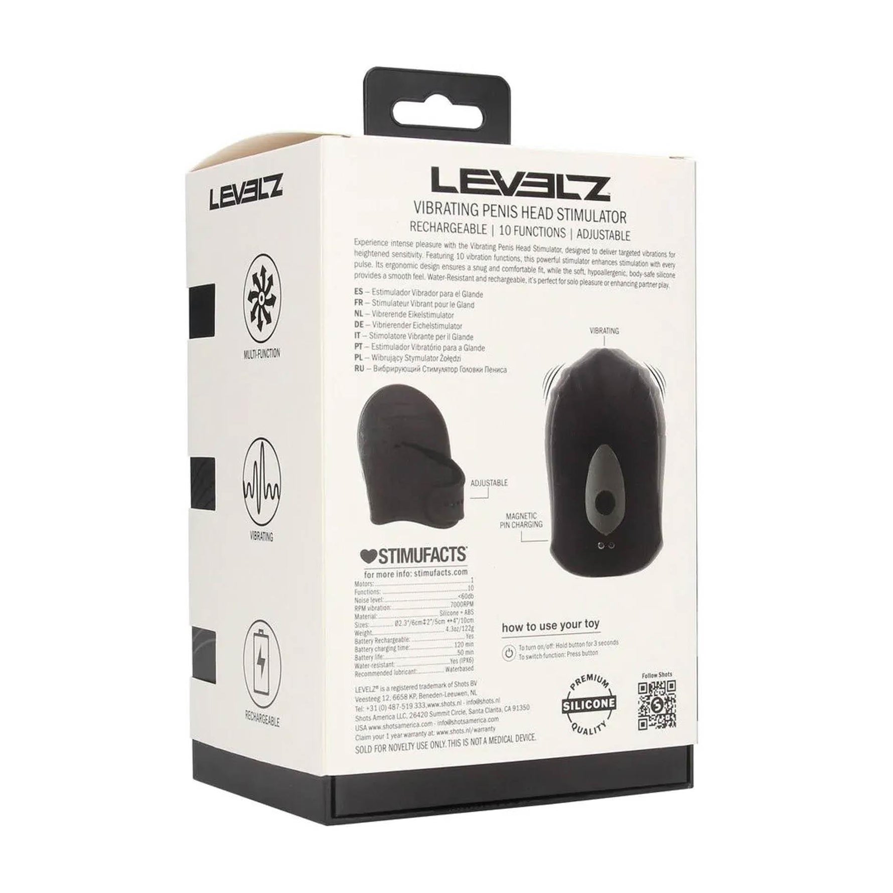 Stimulator vibrant pentru capul penisului Levelz din silicon, reglabil, negru