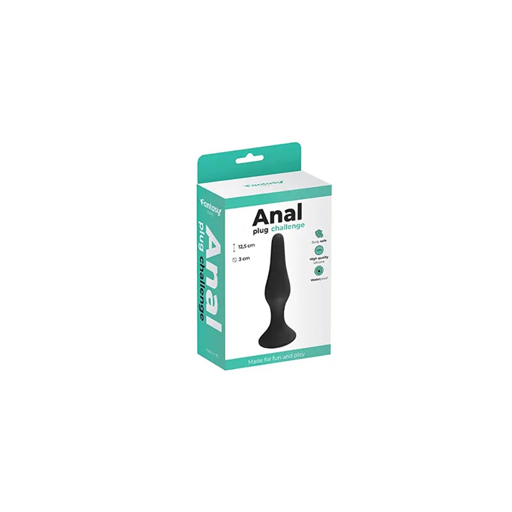 Dop anal din silicon Fantasy negru mare 12,5 cm