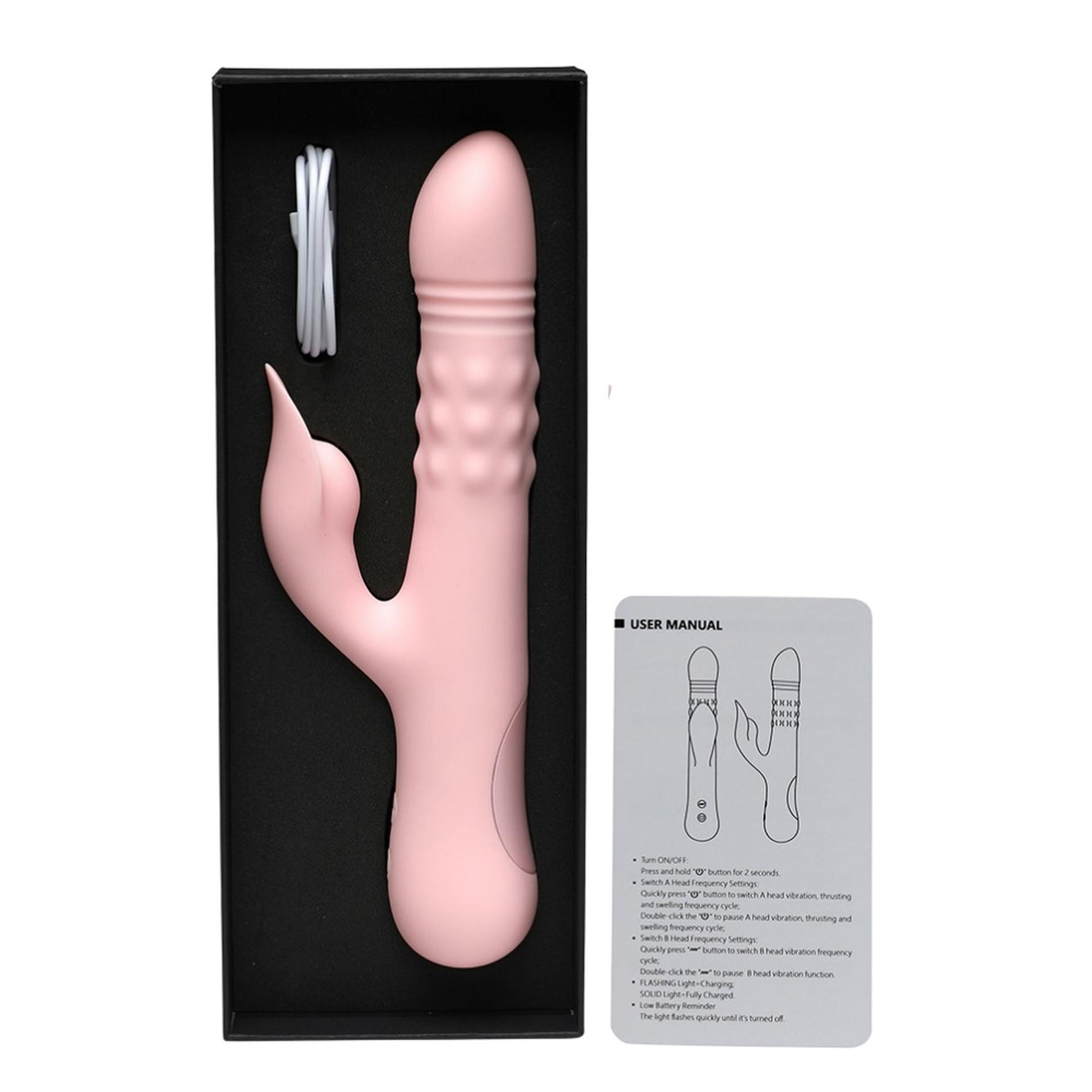 INTY Toys Vibrator Flirt Iepuraș Roz Silicon USB 24 cm Rezistent la Apă