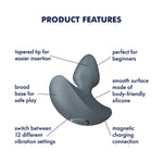 Dop anal vibrant Satisfyer Booty pentru începători, albastru închis, 8 cm, USB