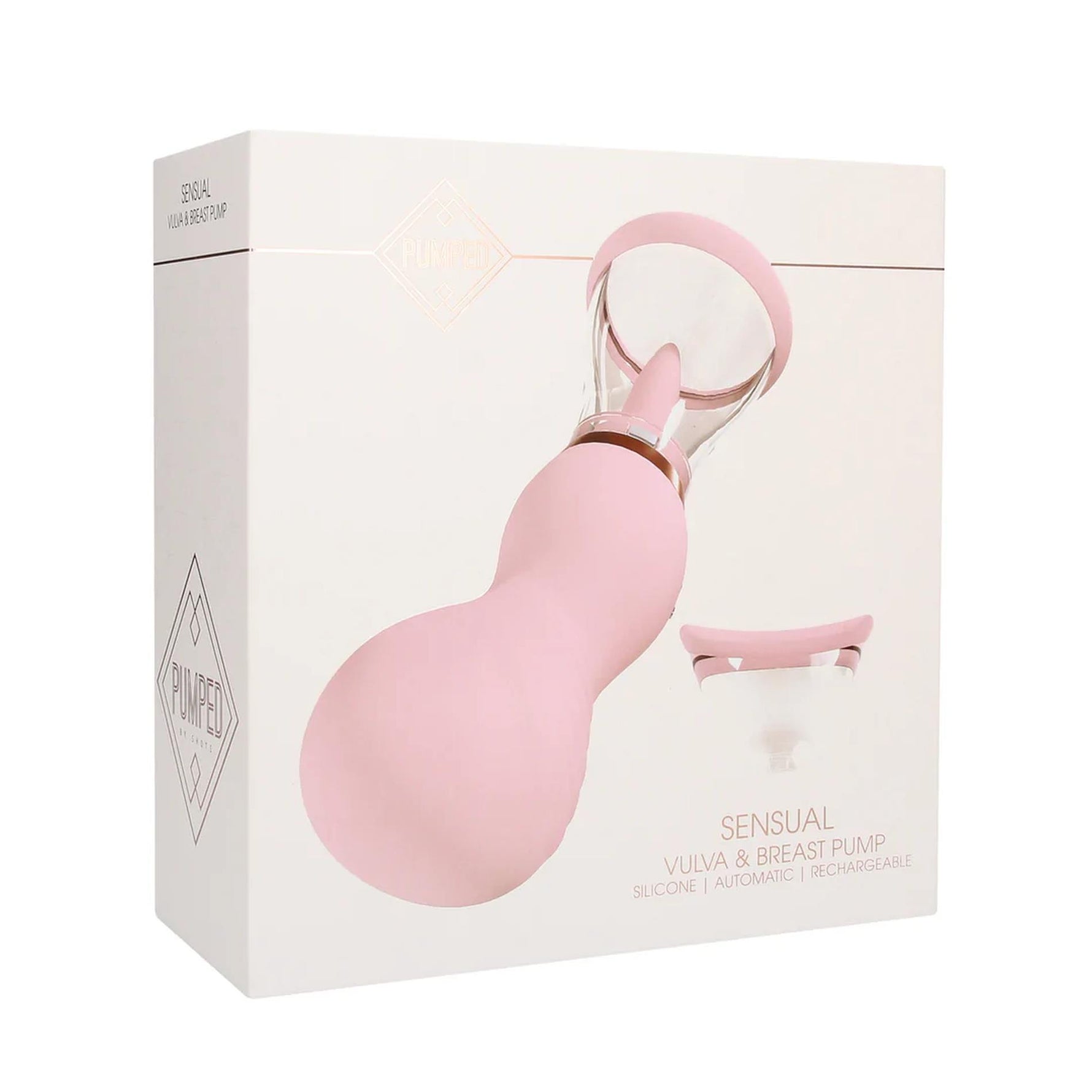 Pompă de sân și vulvă Sensual Pumped reîncărcabilă, roz