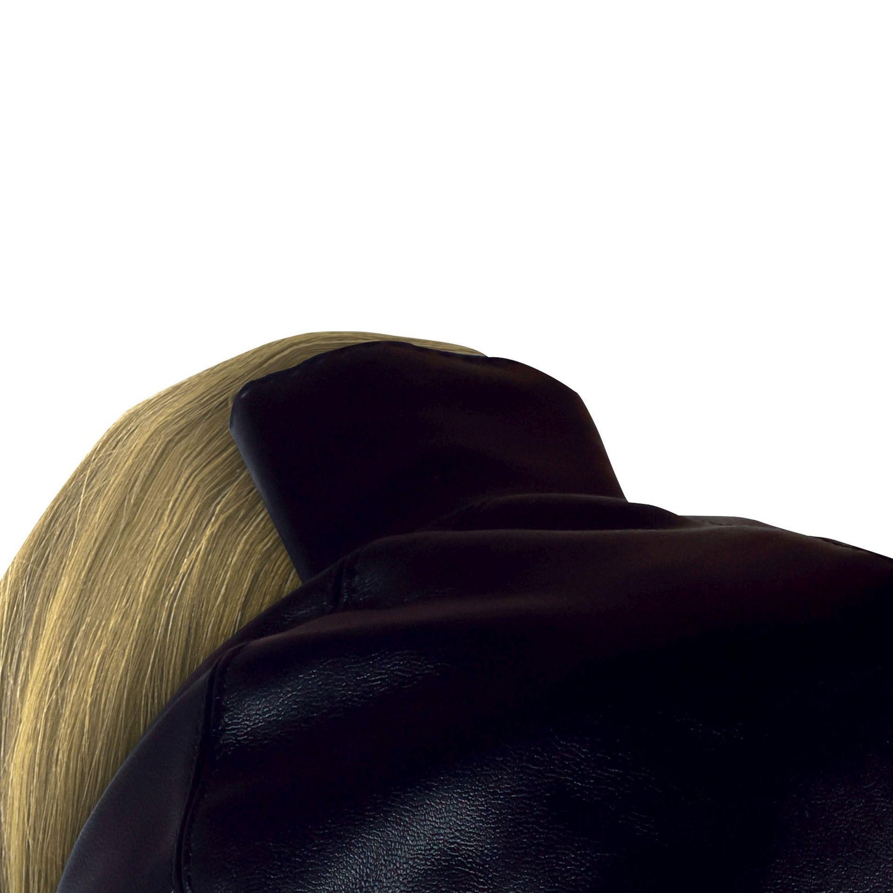Mască BDSM Ouch! cu coadă blondă, neagră, 55 cm
