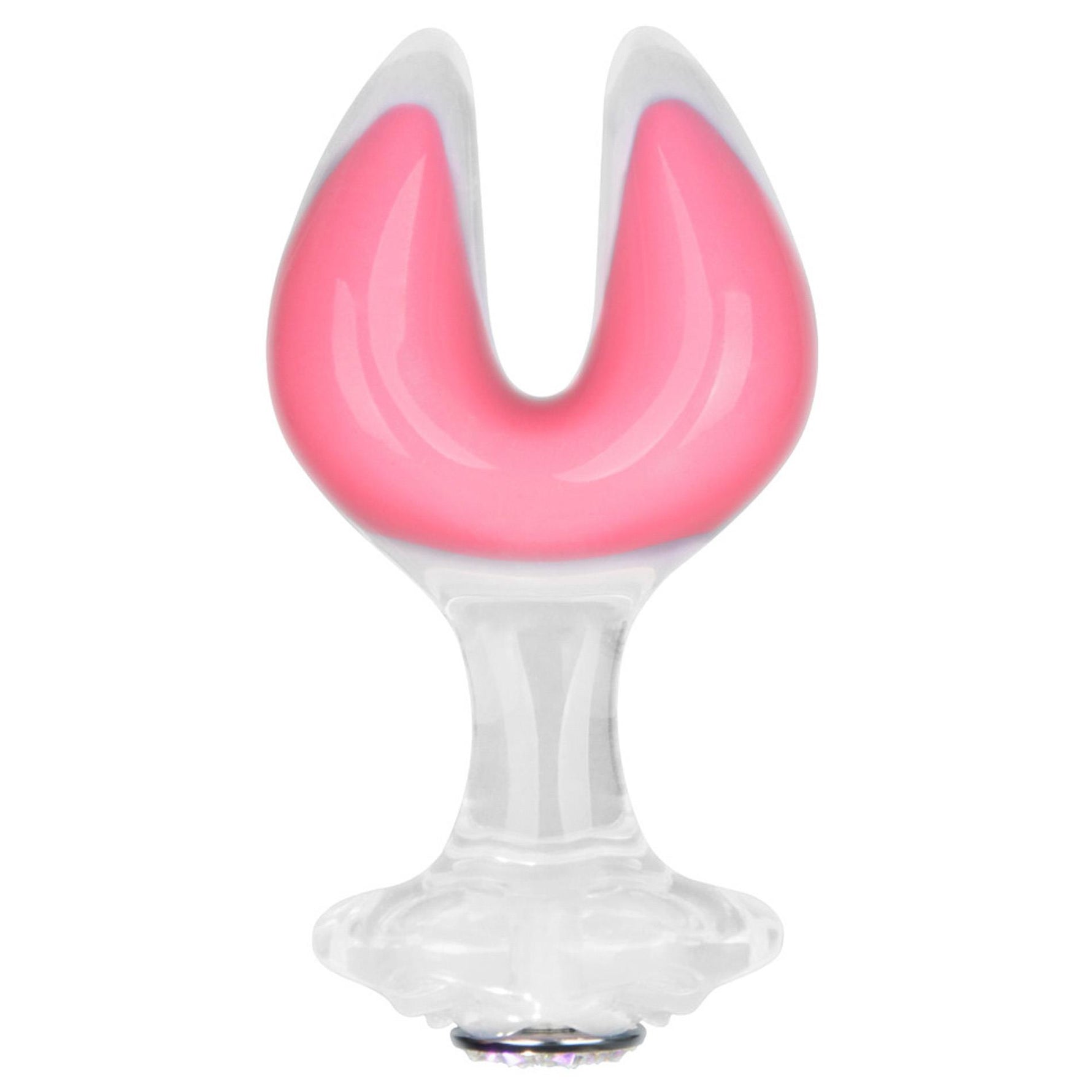 Plug anal Gemoria din silicon cu semilună dublă, roz strălucitor