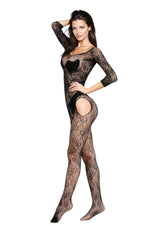 Body cu imprimeu floral din plasă, negru, M/L SoftLine