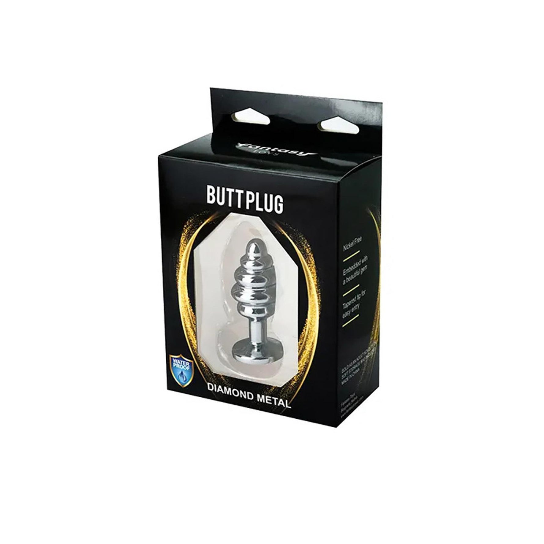 Plug anal cu nervuri argintii Fantasy și cristal roz 7 cm