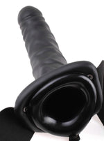 Proteză cu strap-on goală Fetish Fantasy Series, închisă la culoare, 20 cm