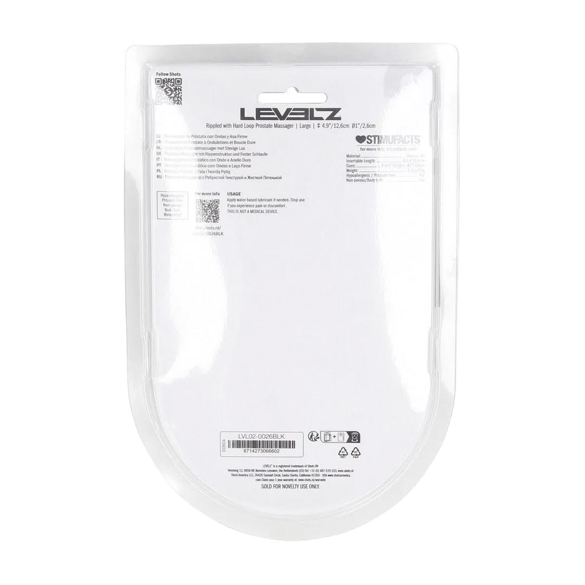 Masaj prostată Levelz din silicon, ondulat, L, negru, 12,4 cm