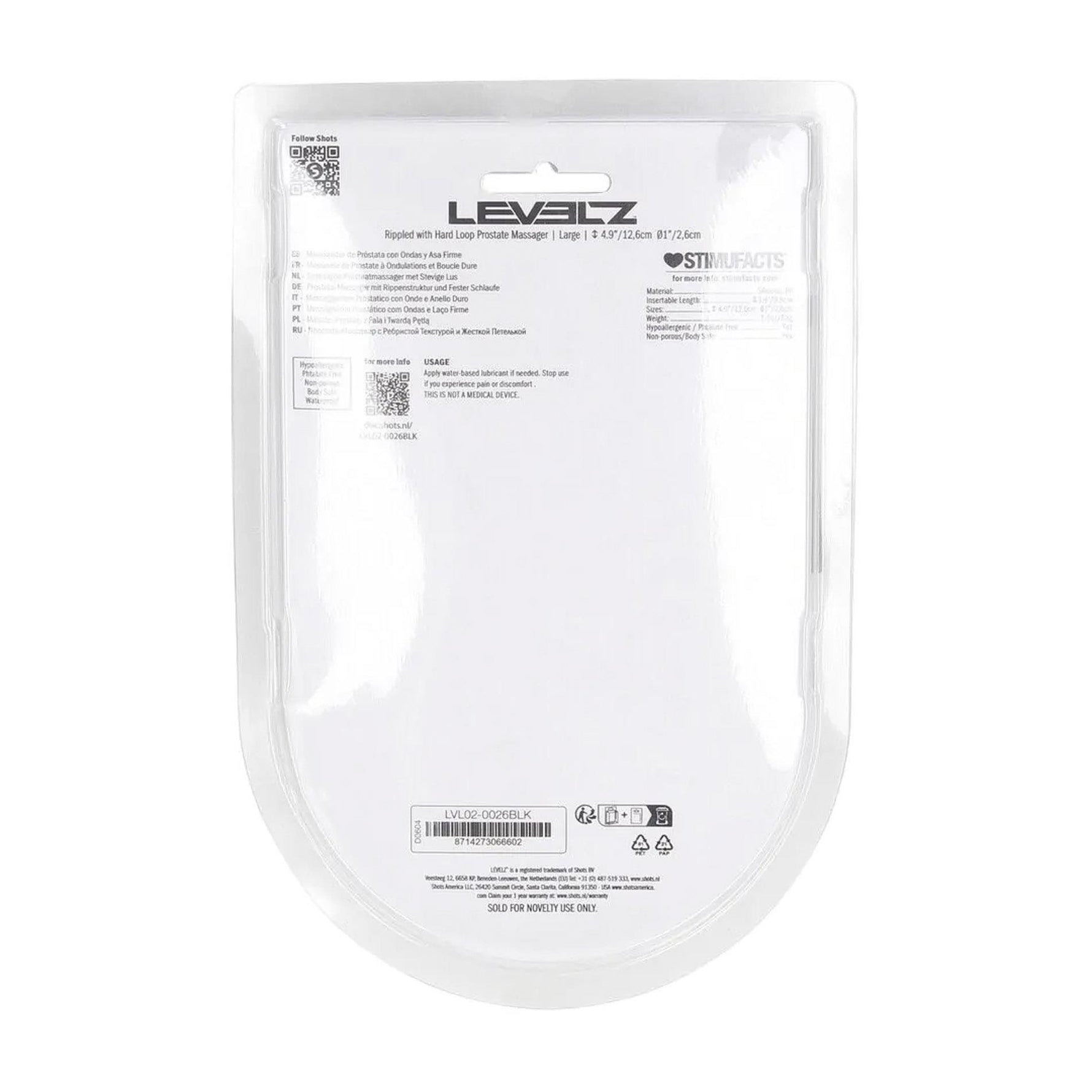 Masaj prostată Levelz din silicon, ondulat, L, negru, 12,4 cm