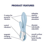 Vibrator gonflabil USB din silicon Satisfyer Air Pump Bunny 1