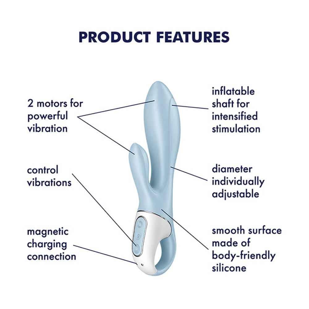 Vibrator gonflabil USB din silicon Satisfyer Air Pump Bunny 1