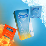 Prezervative Pasante Climax cu nervuri, încălzitoare și răcoritoare, 12 buc.