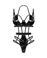 Body erotic Obsessive Keira Lise cu aspect ud, negru, L/XL