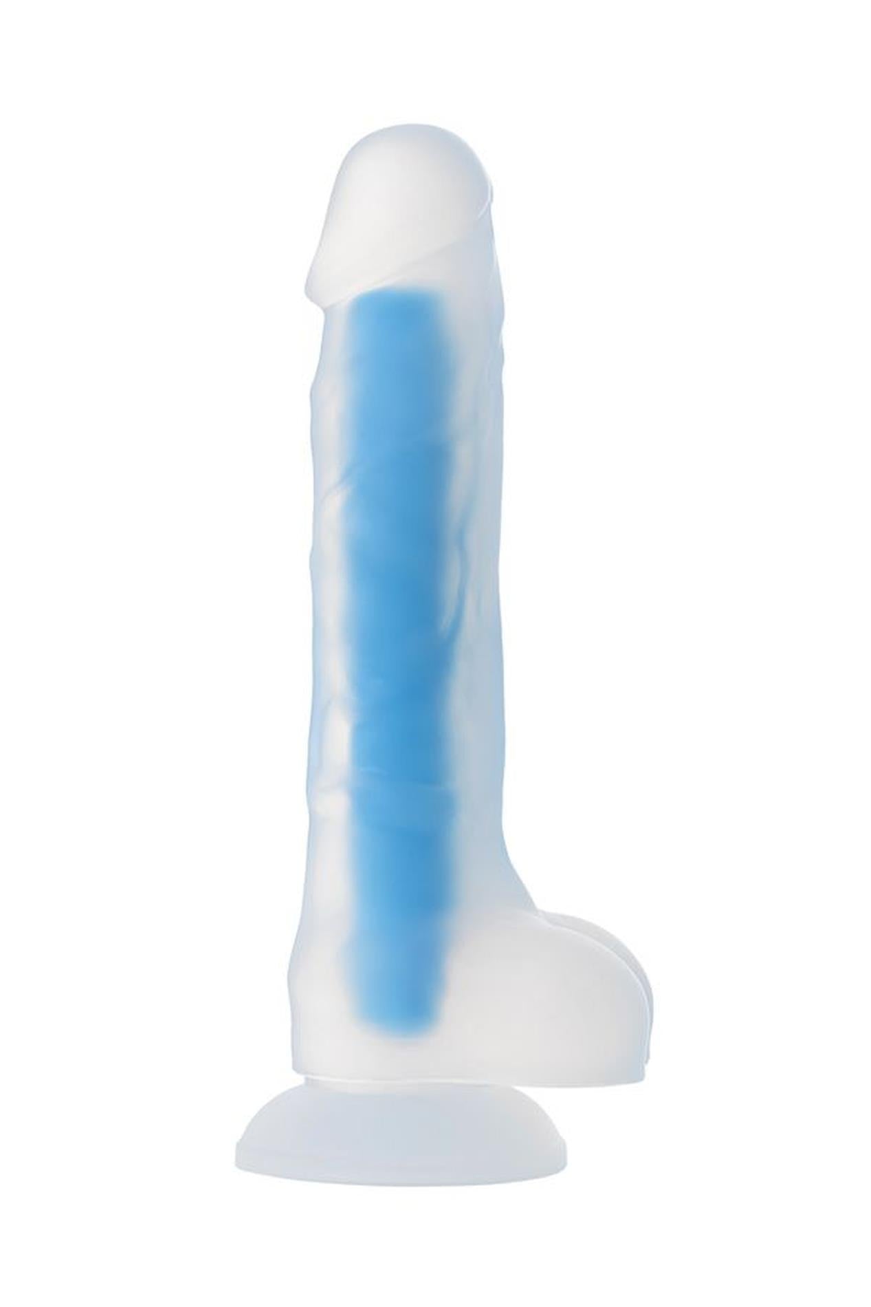 Dildo Matt Glow strălucitor în albastru închis 18 cm