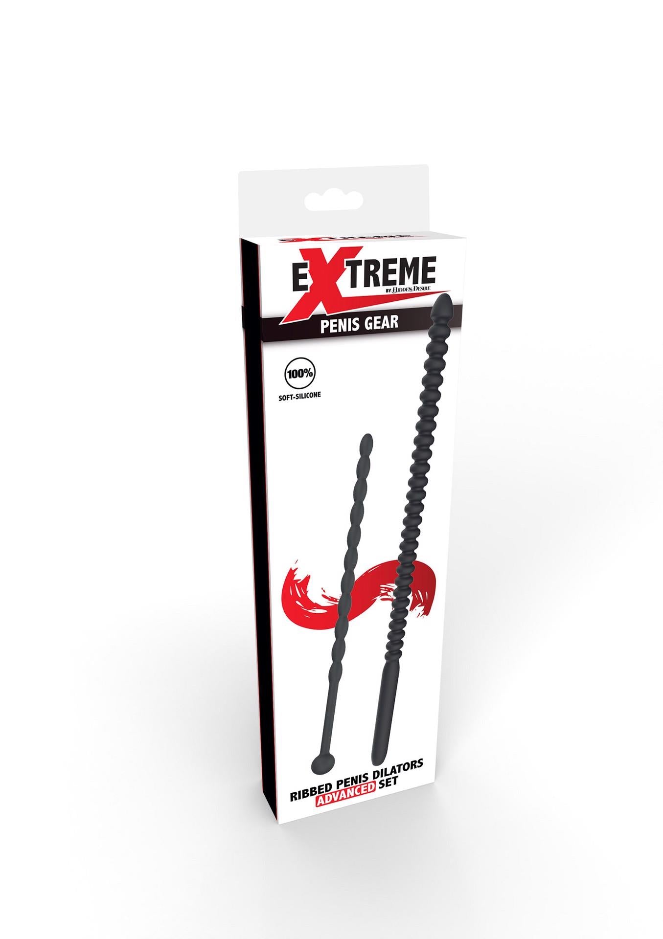 Set dilatator pentru penis Hidden Desire cu nervuri, silicon negru