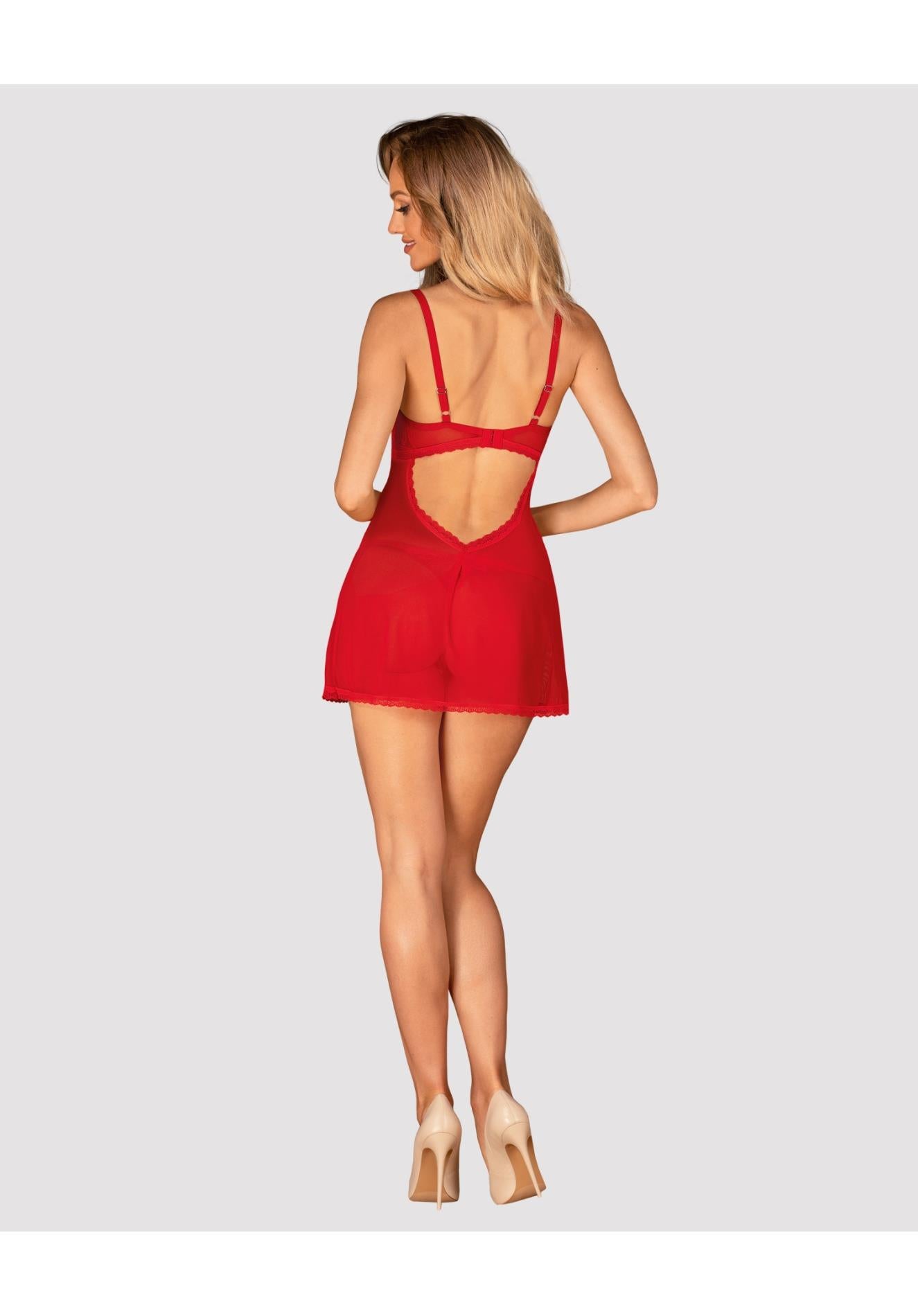 Babydoll Obsessive Chilisa roșu cu tanga M/L