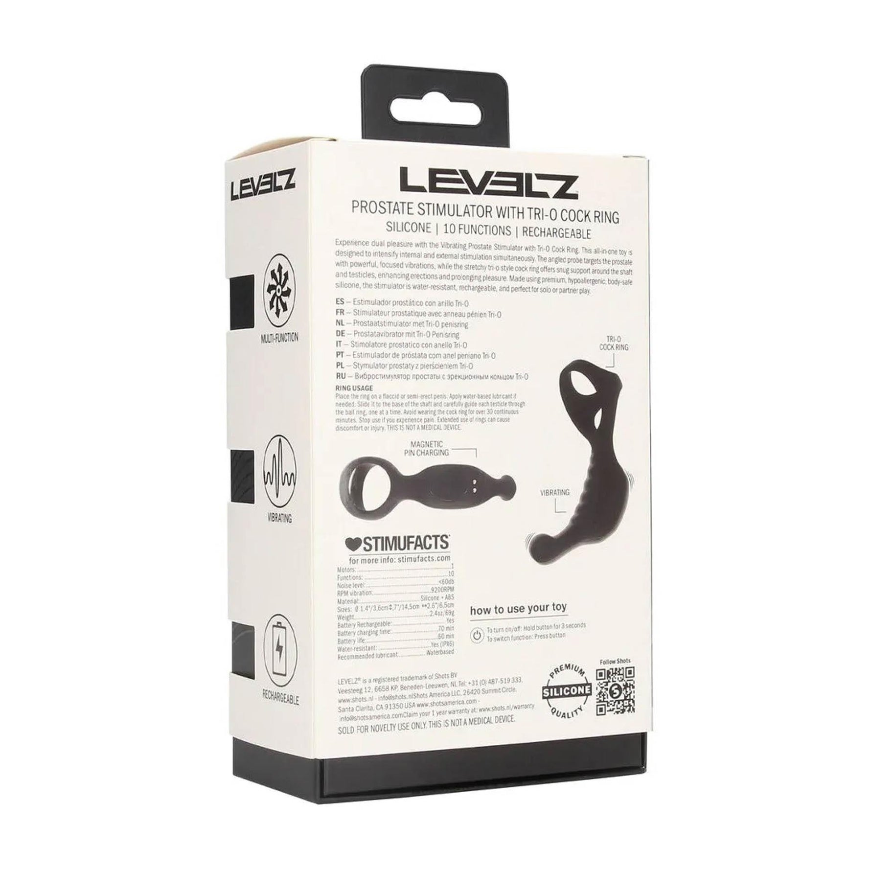 Stimulator vibrant de prostată cu inel penis triplu - negru